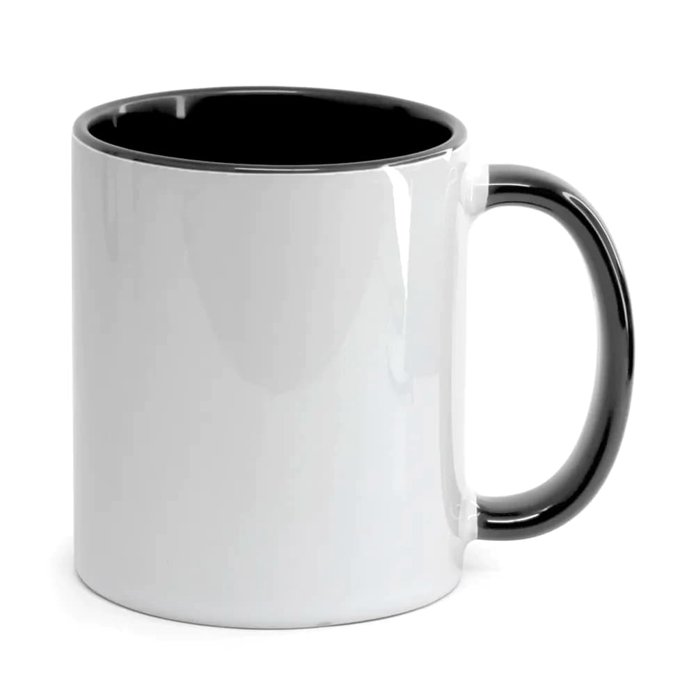 Caneca porcelana alça e interior preta - 325 ml